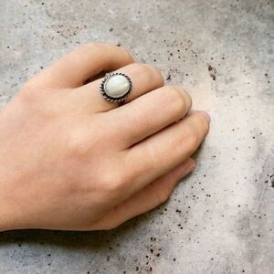 Elegant Silver and White Ring